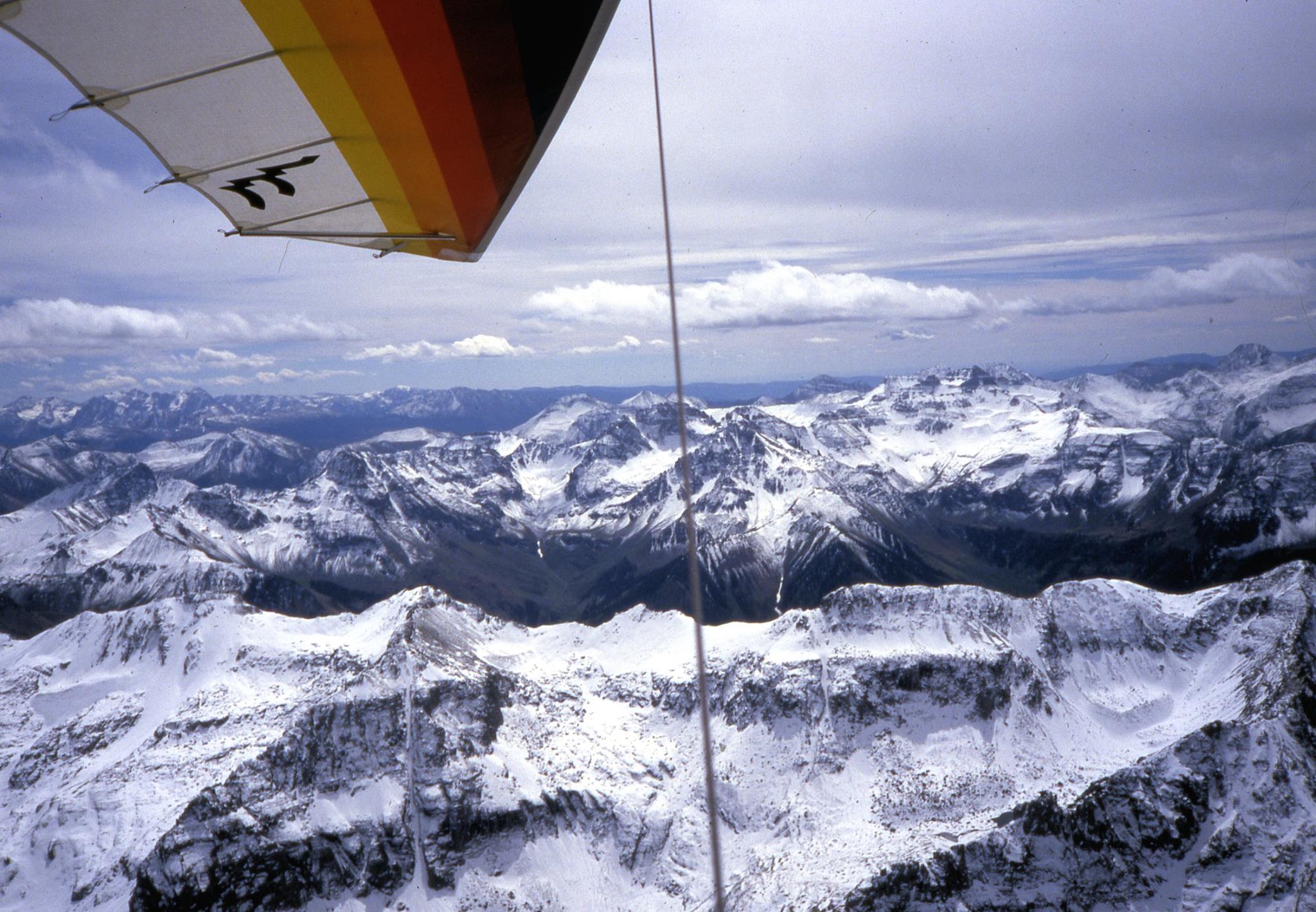 Paul Voight flying lat summer above Telluride.
